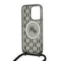 Калъф за iPhone 15 Pro - Karl Lagerfeld IML Crossbody MagSafe (KLHMP15LHCKCKCKCKLCK) - монограм Karl&Choupette Head