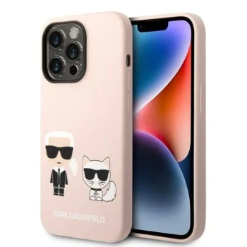 Калъф за iPhone 14 Pro Max - Karl Lagerfeld Silicone MagSafe (KLHMP14XSSKCI) - Light Pink Karl&Choupette