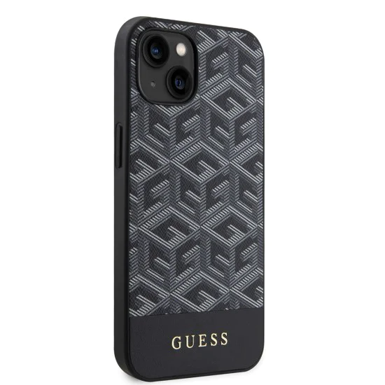 Калъф за iPhone 15 - Guess GCube GCube Stripes MagSafe (GUHMP15SHGCFSEK) - Черен