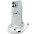 Калъф за iPhone 14 Pro Max - Karl Lagerfeld IML Crossbody MagSafe (KLHMP14XHCHCCHCHNT) - Transparent Choupette Head&Cord