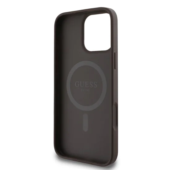 Калъф за iPhone 16 Pro Max - Guess Hardcase 4G Printed Stripes MagSafe (GUHMP16XP4RPSW) - Кафяв