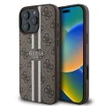 Калъф за iPhone 16 Pro Max - Guess Hardcase 4G Printed Stripes MagSafe (GUHMP16XP4RPSW) - Кафяв