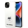 Калъф за iPhone 14 Plus - Karl Lagerfeld Silicone MagSafe (KLHMP14MSNCHNCHBCH) - Бял Choupette