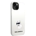 Калъф за iPhone 14 Plus - Karl Lagerfeld Silicone MagSafe (KLHMP14MSNCHNCHBCH) - Бял Choupette