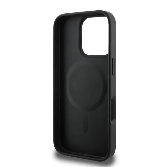 Калъф за iPhone 16 Pro - Guess Hardcase 4G Printed Stripes MagSafe (GUHMP16LP4RPSK) - Черен