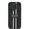 Калъф за iPhone 16 Pro - Guess Hardcase 4G Printed Stripes MagSafe (GUHMP16LP4RPSK) - Черен