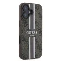 Калъф за iPhone 16 - Guess Hardcase 4G Printed Stripes MagSafe (GUHMP16SP4RPSW) - Кафяв
