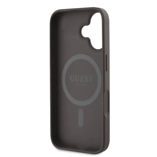 Калъф за iPhone 16 Plus - Guess Hardcase 4G Printed Stripes MagSafe (GUHMP16MP4RPSW) - кафяв
