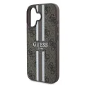 Калъф за iPhone 16 Plus - Guess Hardcase 4G Printed Stripes MagSafe (GUHMP16MP4RPSW) - кафяв