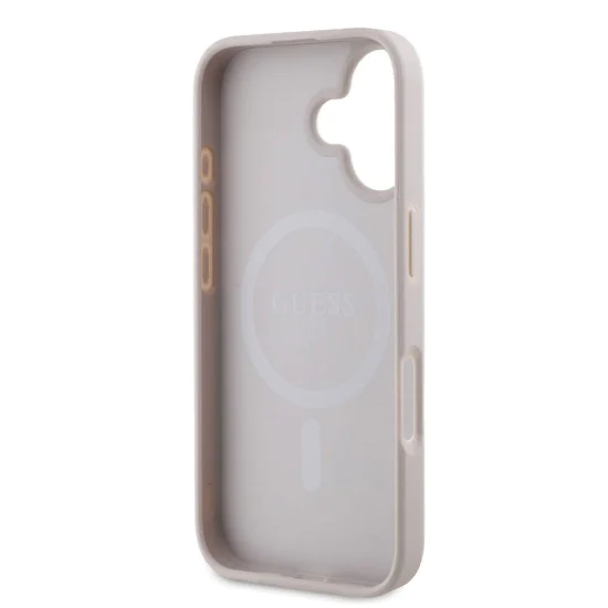 Калъф за iPhone 16 Plus - Guess Hardcase 4G Printed Stripes MagSafe (GUHMP16MP4RPSP) - Розов