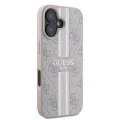 Калъф за iPhone 16 Plus - Guess Hardcase 4G Printed Stripes MagSafe (GUHMP16MP4RPSP) - Розов