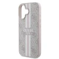 Калъф за iPhone 16 Plus - Guess Hardcase 4G Printed Stripes MagSafe (GUHMP16MP4RPSP) - Розов
