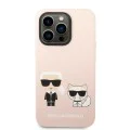 Калъф за iPhone 14 Pro - Karl Lagerfeld Silicone MagSafe (KLHMP14LSSKCI) - Light Pink Karl&Choupette