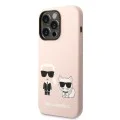Калъф за iPhone 14 Pro - Karl Lagerfeld Silicone MagSafe (KLHMP14LSSKCI) - Light Pink Karl&Choupette