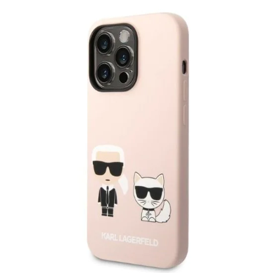 Калъф за iPhone 14 Pro - Karl Lagerfeld Silicone MagSafe (KLHMP14LSSKCI) - Light Pink Karl&Choupette