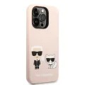 Калъф за iPhone 14 Pro - Karl Lagerfeld Silicone MagSafe (KLHMP14LSSKCI) - Light Pink Karl&Choupette