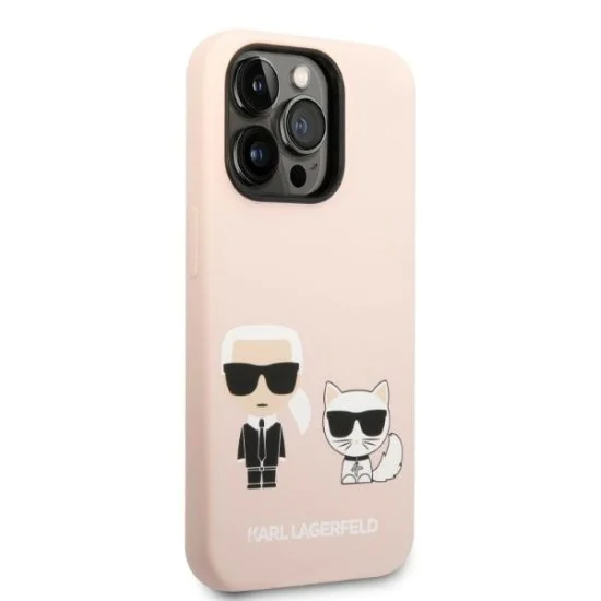Калъф за iPhone 14 Pro - Karl Lagerfeld Silicone MagSafe (KLHMP14LSSKCI) - Light Pink Karl&Choupette