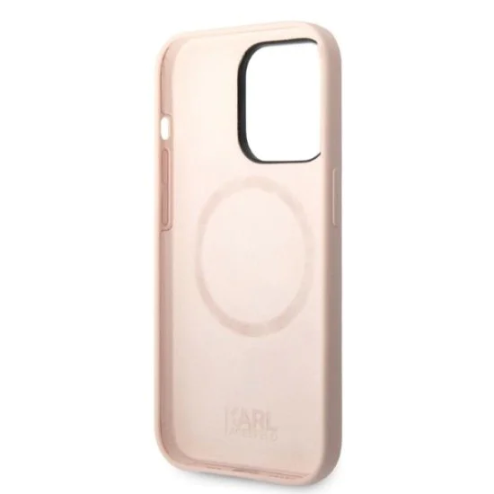 Калъф за iPhone 14 Pro - Karl Lagerfeld Silicone MagSafe (KLHMP14LSSKCI) - Light Pink Karl&Choupette