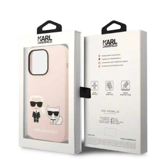 Калъф за iPhone 14 Pro - Karl Lagerfeld Silicone MagSafe (KLHMP14LSSKCI) - Light Pink Karl&Choupette