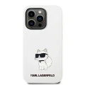 Калъф за iPhone 14 Pro - Karl Lagerfeld Silicone MagSafe (KLHMP14LSNCHNCHBCH) - Бял Choupette