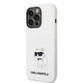 Калъф за iPhone 14 Pro - Karl Lagerfeld Silicone MagSafe (KLHMP14LSNCHNCHBCH) - Бял Choupette