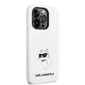 Калъф за iPhone 14 Pro - Karl Lagerfeld Silicone MagSafe (KLHMP14LSNCHNCHBCH) - Бял Choupette