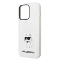 Калъф за iPhone 14 Pro - Karl Lagerfeld Silicone MagSafe (KLHMP14LSNCHNCHBCH) - Бял Choupette