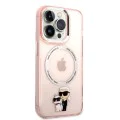 Калъф iPhone 14 Pro - Karl Lagerfeld Hardcase MagSafe (KLHMP14LHNKCIP) - Pink Iconic Karl&Choupette