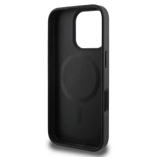 Калъф за iPhone 16 Pro - Guess Saffiano Peony Classic Classic Logo MagSafe (GUHMP16LPSAPSMEK) - Черен