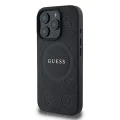 Калъф за iPhone 16 Pro - Guess Saffiano Peony Classic Classic Logo MagSafe (GUHMP16LPSAPSMEK) - Черен
