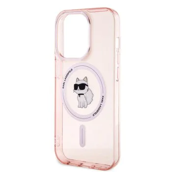 Калъф за iPhone 14 Pro - Karl Lagerfeld IML MagSafe (KLHMPMP14LHFHFCCNOP) - Pink Choupette