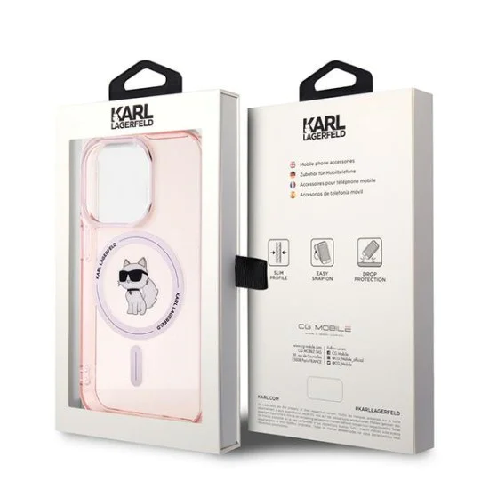Калъф за iPhone 14 Pro - Karl Lagerfeld IML MagSafe (KLHMPMP14LHFHFCCNOP) - Pink Choupette