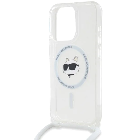 Калъф за iPhone 14 Pro - Karl Lagerfeld IML Crossbody MagSafe (KLHMP14LHCCHCHNT) - Transparent Choupette Head&Cord