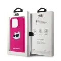 Калъф за iPhone 15 Pro Max - Karl Lagerfeld Silicone MagSafe (KLHMP15XSCHPPLF) - Fuchsia Choupette Head