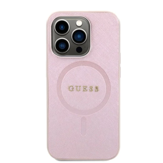 Калъф за iPhone 15 Pro - Guess Saffiano MagSafe (GUHMP15LPSAHMCP) - Розов