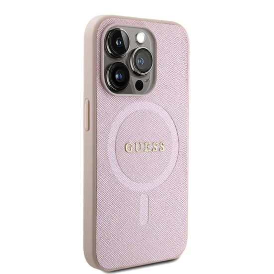 Калъф за iPhone 15 Pro - Guess Saffiano MagSafe (GUHMP15LPSAHMCP) - Розов