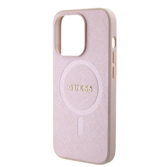 Калъф за iPhone 15 Pro - Guess Saffiano MagSafe (GUHMP15LPSAHMCP) - Розов