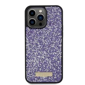 Калъф за iPhone 15 Pro - Guess Rhinestone Metal Logo (GUHCP15LPFGSBSP) - Лилав
