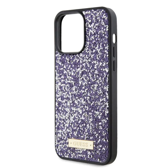 Калъф за iPhone 15 Pro - Guess Rhinestone Metal Logo (GUHCP15LPFGSBSP) - Лилав