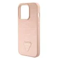 Калъф за iPhone 15 Pro Max - Guess Croco Croco Triangle Metal Logo (GUHCP15XPCRTHCP) - Розов