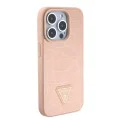 Калъф за iPhone 15 Pro Max - Guess Croco Croco Triangle Metal Logo (GUHCP15XPCRTHCP) - Розов