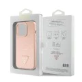 Калъф за iPhone 15 Pro Max - Guess Croco Croco Triangle Metal Logo (GUHCP15XPCRTHCP) - Розов