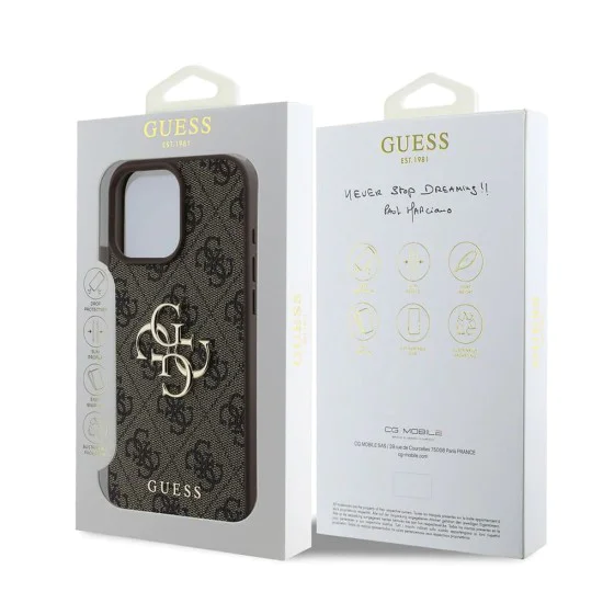 Калъф за iPhone 16 Pro - Guess Hardcase 4G Big Logo (GUHCP16L4GMGBR) - Кафяв