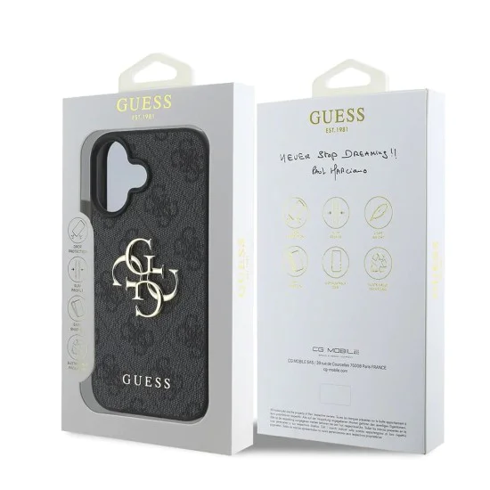 Калъф за iPhone 16 - Guess Hardcase 4G Big Logo (GUHCP16S4GMGGR) - Черен