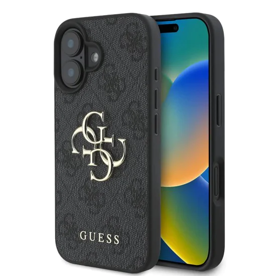 Калъф за iPhone 16 - Guess Hardcase 4G Big Logo (GUHCP16S4GMGGR) - Черен