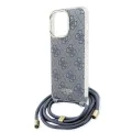 Калъф за iPhone 15 Pro - Guess Crossbody Cord 4G Print (GUHCP15LHC4SEB) - син