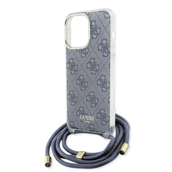Калъф за iPhone 15 Pro - Guess Crossbody Cord 4G Print (GUHCP15LHC4SEB) - син