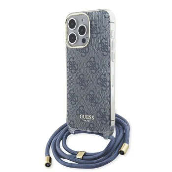 Калъф за iPhone 15 Pro - Guess Crossbody Cord 4G Print (GUHCP15LHC4SEB) - син