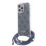 Калъф за iPhone 15 Pro - Guess Crossbody Cord 4G Print (GUHCP15LHC4SEB) - син
