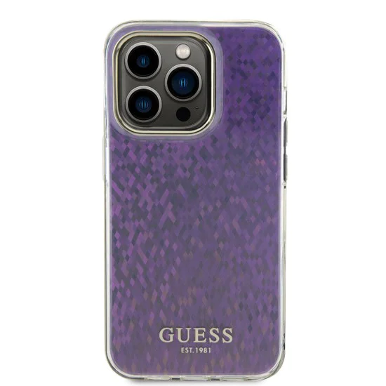 Калъф за iPhone 15 Pro - Guess Hardcase IML Faceted Mirror Disco Iridescent (GUHCP15LHDECMP) - Розов